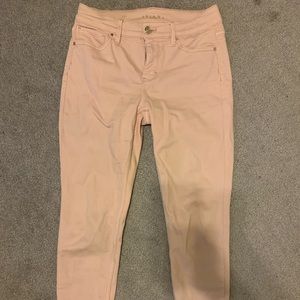 Womens high rise, skinny ankle light pink jean